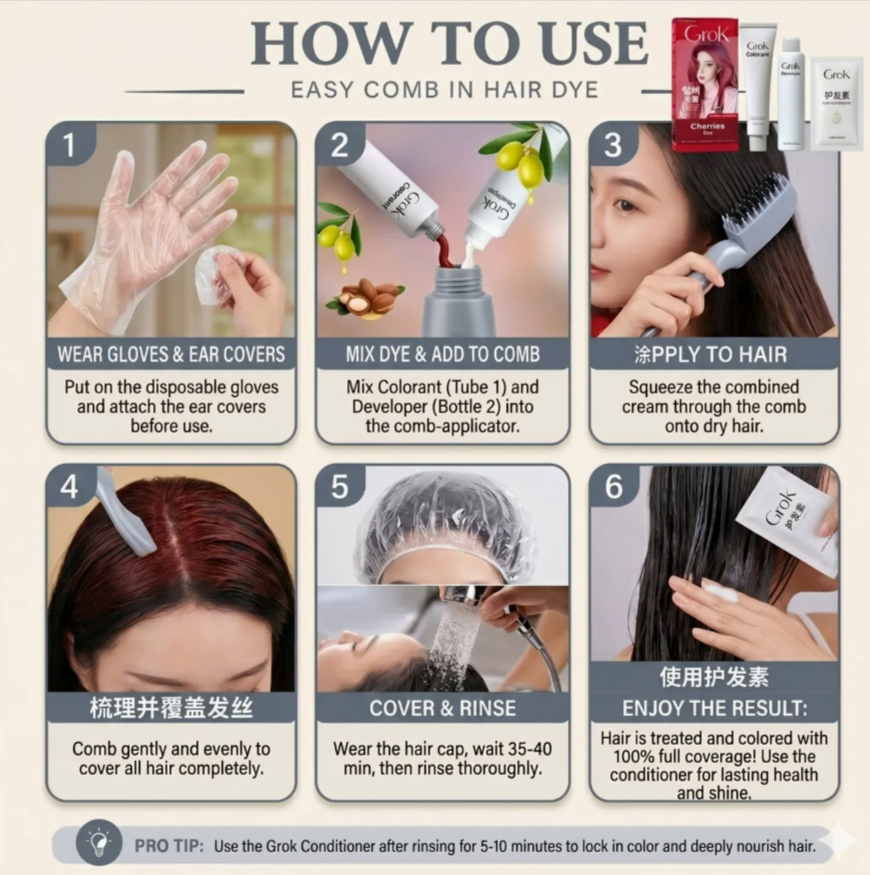 Original Grok Cosmeitcs Hair Dye Cream 17 Colors on Sales quality 1