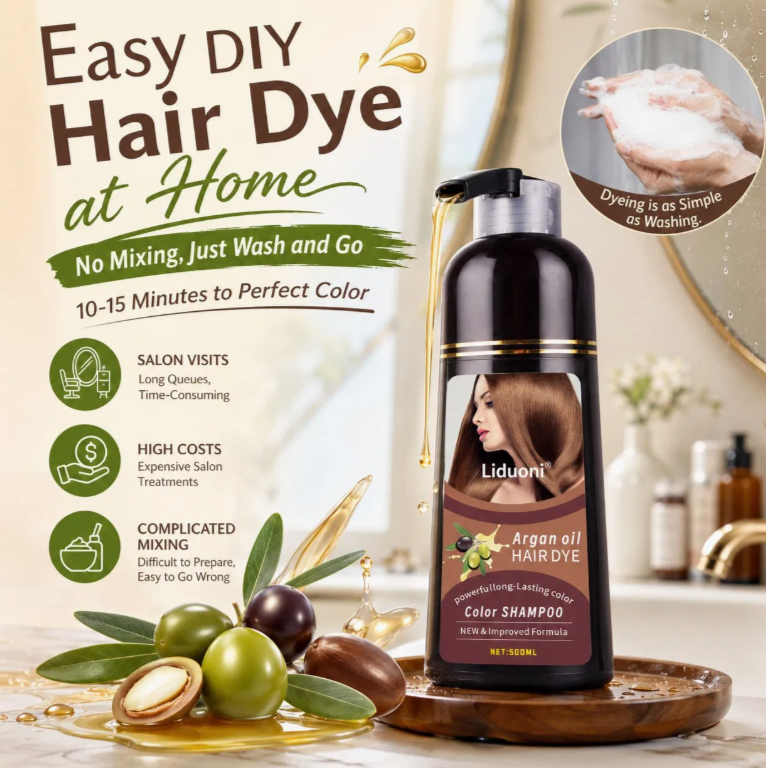 Fast Dye Argan Oil Hair Color Shampoo, Gentle Scalp-Friendly Herbal Shampoo for Men Women quality 2