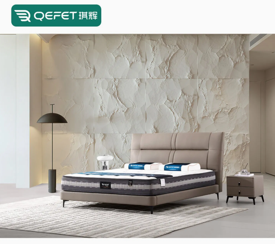 Elegant Modern Upholstered Bed in Premium Leather and Fabric thumbnail 3
