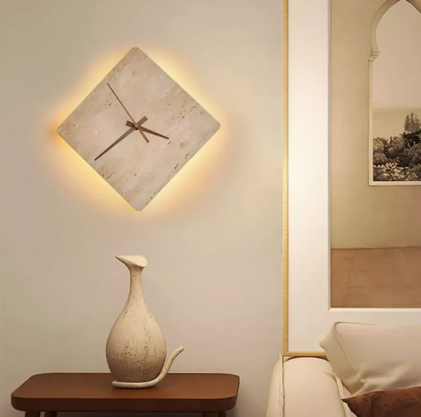Top Sale Yellow Stone Modern Decorative Wall Clock Lamp (ZY-BD020)