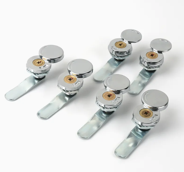 Bright Chrome Brass Cylinder Cross Key Lock with Rain Cover for Outdoor Use thumbnail 3