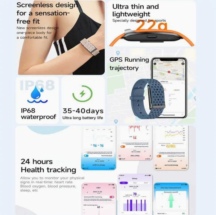 Health Tracker Heart Rate Blood Pressure Vibration Alert Android Ios Compatible Smart Bracelet Band thumbnail 3