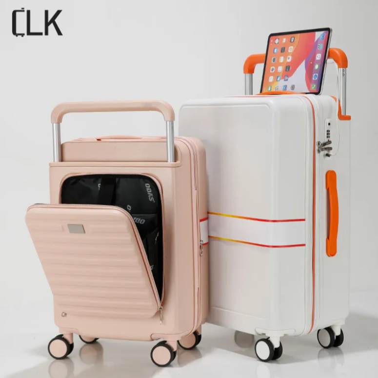 20/24 Inch Back Open Travel Suitcase Wide Trolley ABS PC Carry-Ons Spinner Wheels Luggage with USB Charge