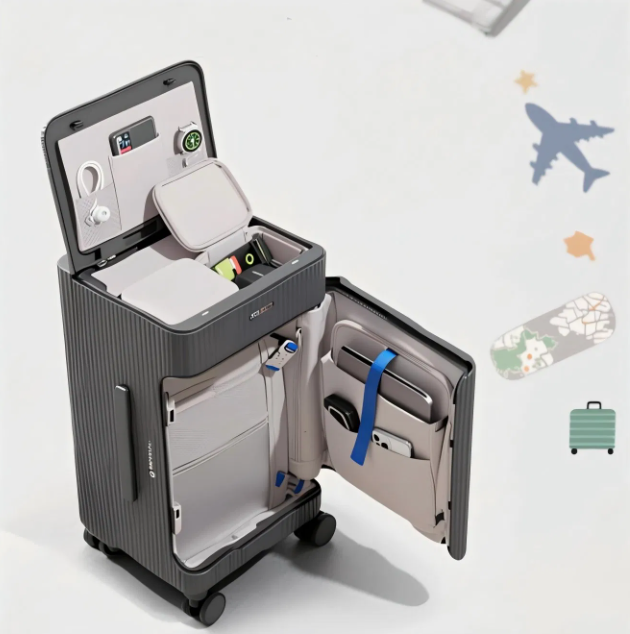High-Strength Polycarbonate One-Piece Injection Molded Design Easy-Access Dual Compartments Quiet Spinner Wheels PC Luggage
