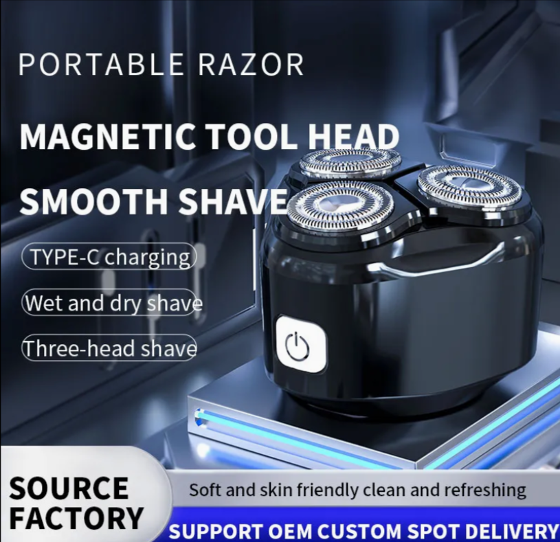 [Zsm] Travel-Friendly 3-Head Waterproof Shaver Black Long Battery Life Men's Grooming Shaver thumbnail 3