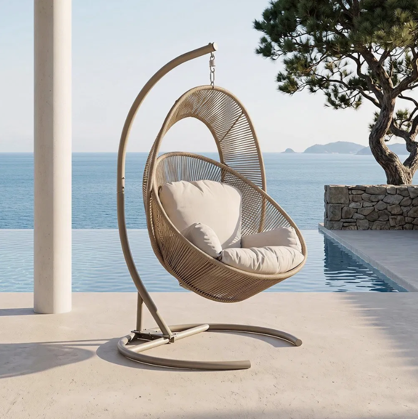 Modern Indoor & Outdoor Bird's Nest Swing Hammock Chair Metal Frame Rocking Balcony Leisure Chair Outdoor Furniture