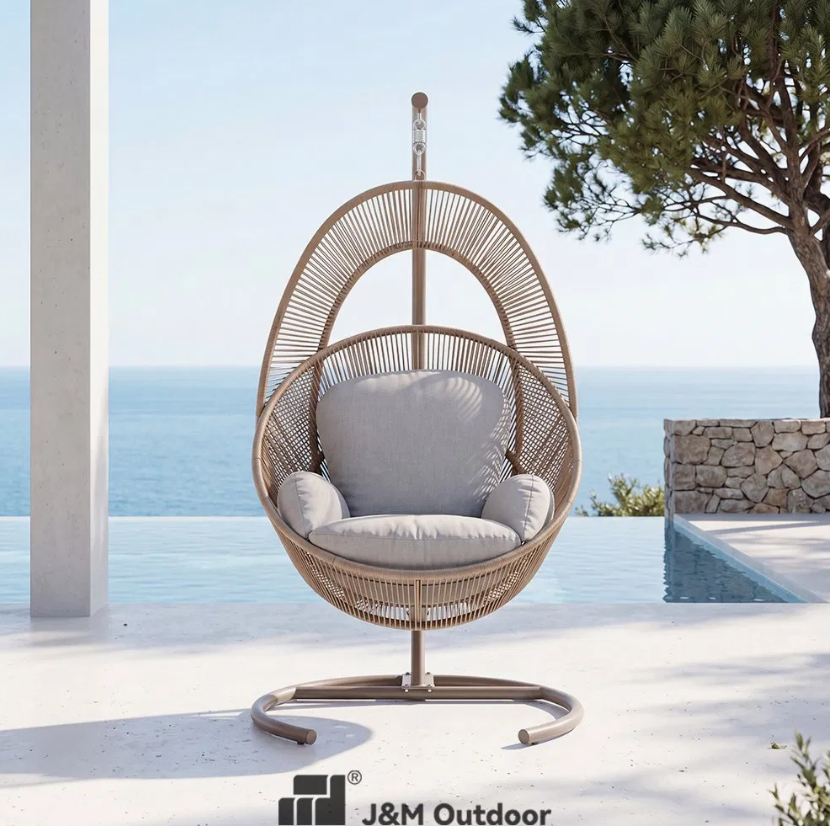 Modern Indoor & Outdoor Bird's Nest Swing Hammock Chair Metal Frame Rocking Balcony Leisure Chair Outdoor Furniture thumbnail 2