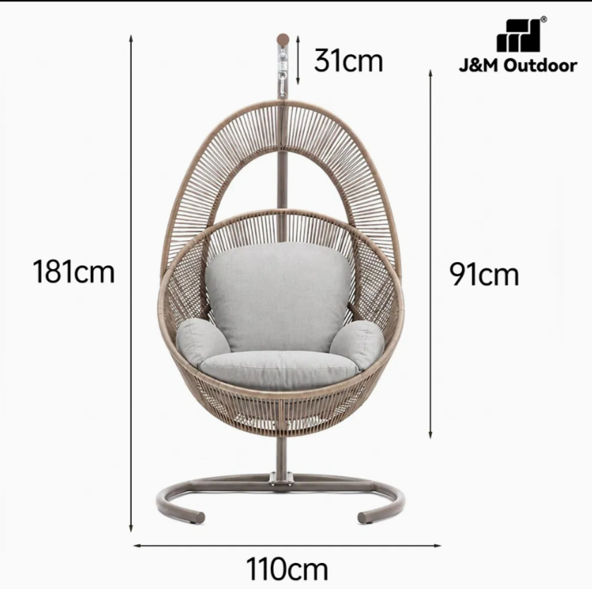 Modern Indoor & Outdoor Bird's Nest Swing Hammock Chair Metal Frame Rocking Balcony Leisure Chair Outdoor Furniture thumbnail 3
