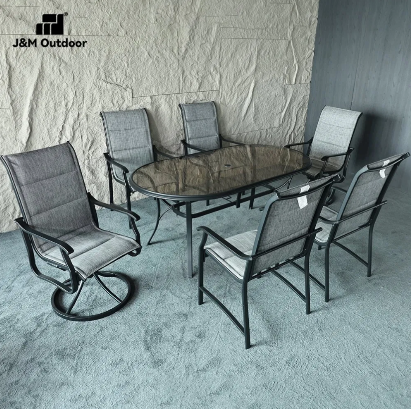 Affordable 6-Sea Tfurniture Village Holiday Backyard Homestay Village PE Aluminum Outdoor Dining Set