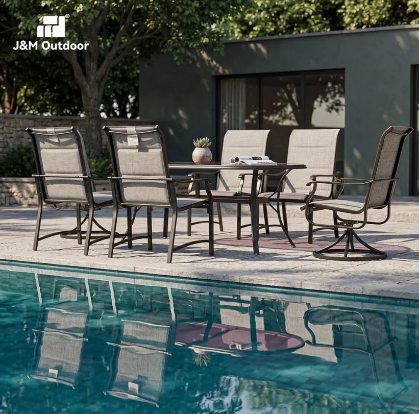 Affordable 6-Sea Tfurniture Village Holiday Backyard Homestay Village PE Aluminum Outdoor Dining Set thumbnail 2