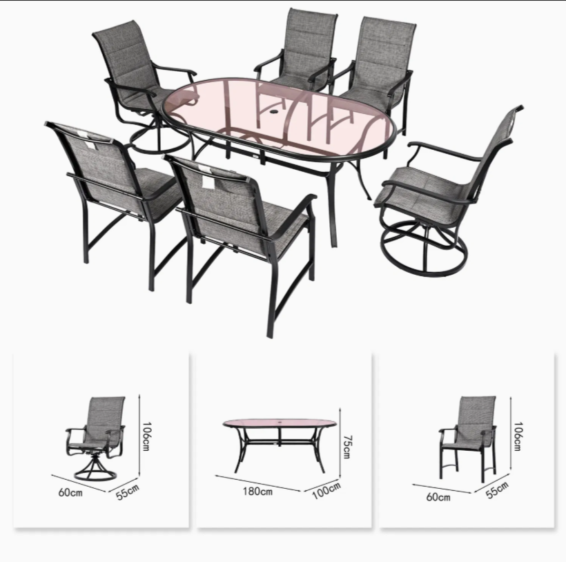 Affordable 6-Sea Tfurniture Village Holiday Backyard Homestay Village PE Aluminum Outdoor Dining Set thumbnail 3