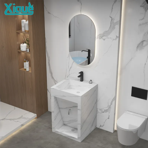 Marble Design Luxury Stylish Floor Mounted Bathroom Cabinet Classic Bathroom Furniture thumbnail 2