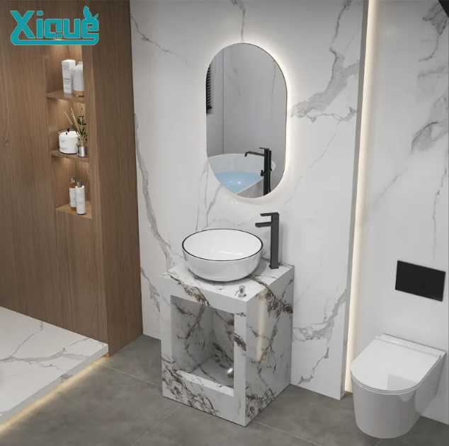 Marble Design Luxury Stylish Floor Mounted Bathroom Cabinet Classic Bathroom Furniture thumbnail 3