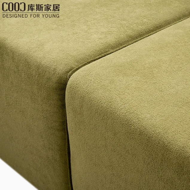 Olive Green Modern L-Shaped Fabric Sectional Living Room Home Furniture Boneless Vacuum Compressed Sofa Couch Set thumbnail 4