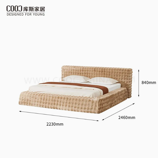 High End Luxury Long Pile Fabric Vacuum Pack Foam Furniture Queen King Size Double Frameless Bed Frame Compressed Bed thumbnail 3
